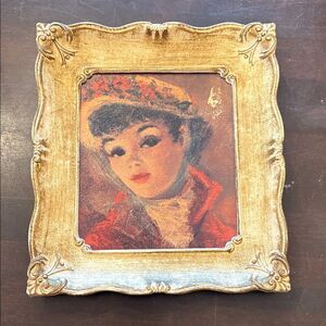 Vintage framed print titled "Cherry" by Huldah